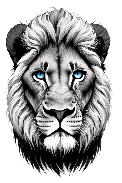 lion blu eyes king tattoo design idea