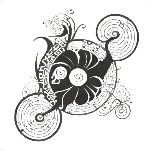 Fibonacci spiral music tattoo design idea