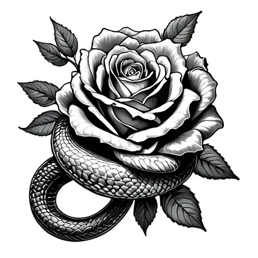 Snake Roses tattoo design idea