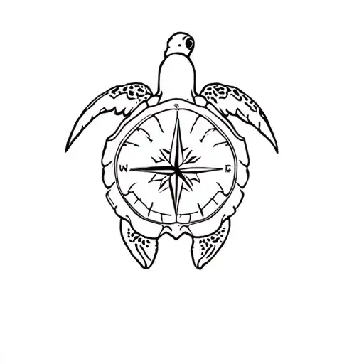 forearm Hawaiian sea turtle with compass for shell tattoo design idea