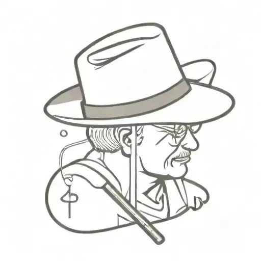 bingo, grandpa's hat, cane tattoo design idea