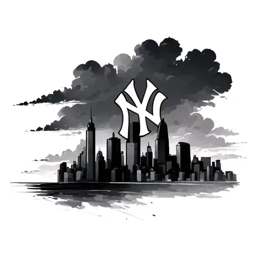 Yankees city clouds tattoo design idea