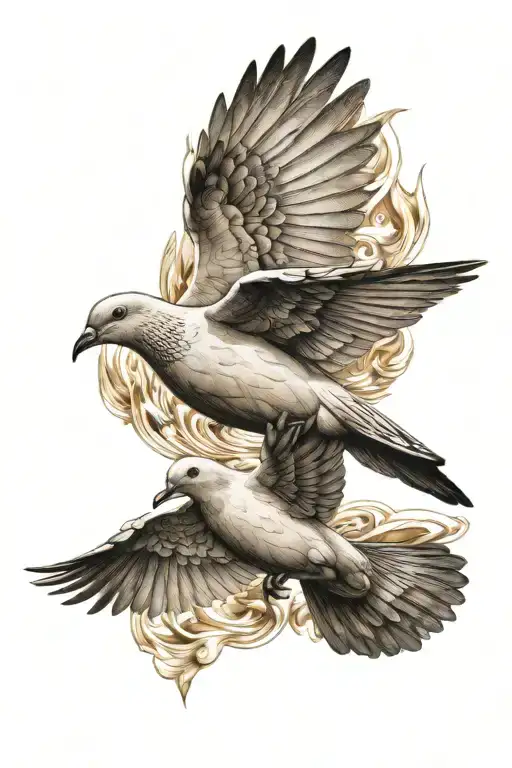 two dove flying tattoo design idea