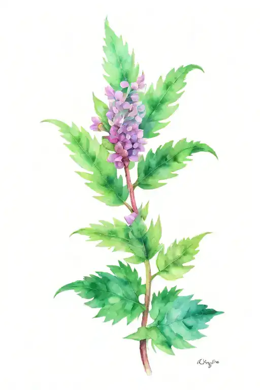 acorn violet oak fern tattoo design idea