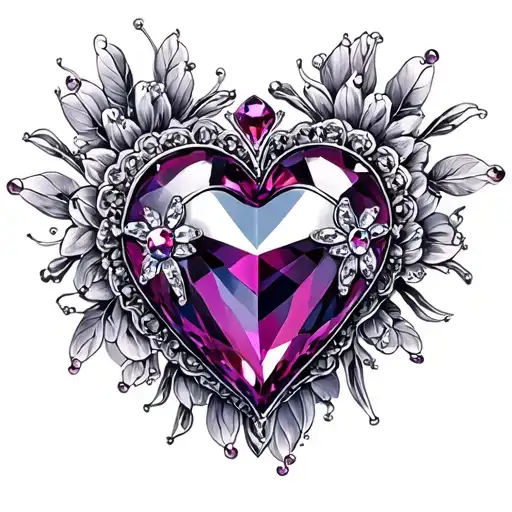 heart jewel tattoo design idea