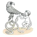 raven and snake fight tattoo design idea