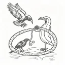 raven and snake fight tattoo design idea
