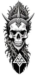 Massive Yggdrasil ; VikingSKull With Aegishjalmur Symbol In The Background ; Valknut on the bottom tattoo design idea