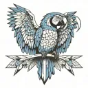 macaw perched with wings out tattoo design idea