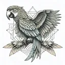 macaw perched with wings out tattoo design idea