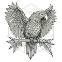 macaw perched with wings out tattoo design idea