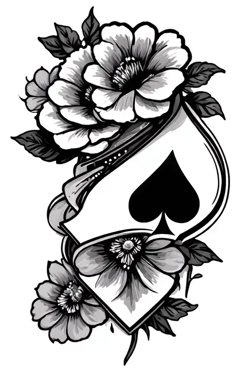 floral, playing cards, steer, western sleeve tattoo tattoo design idea