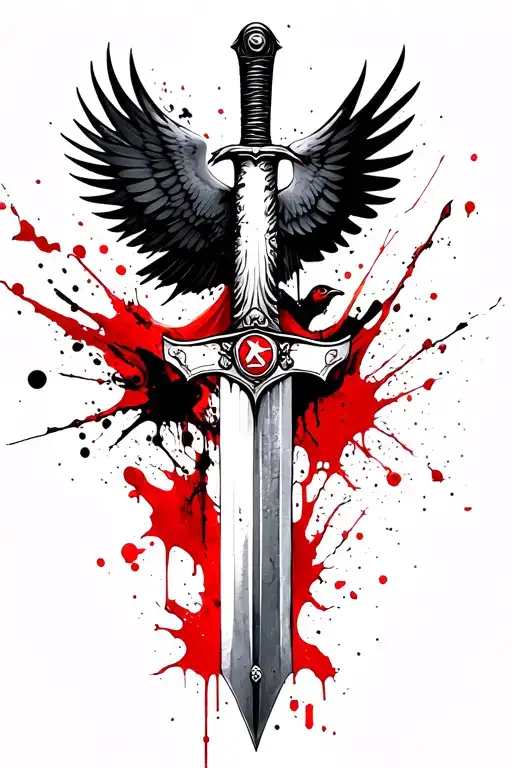 sword and doves symbolizing peace through strength tattoo design idea