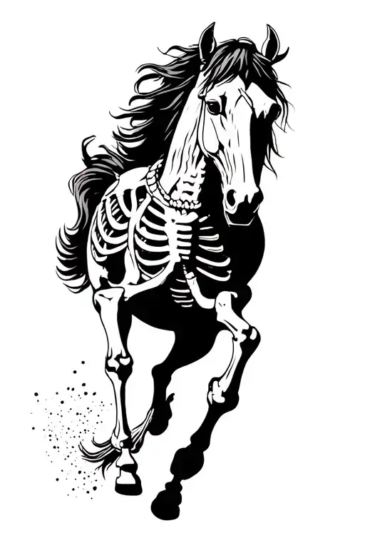 horse skeleton running alongside tattoo design idea