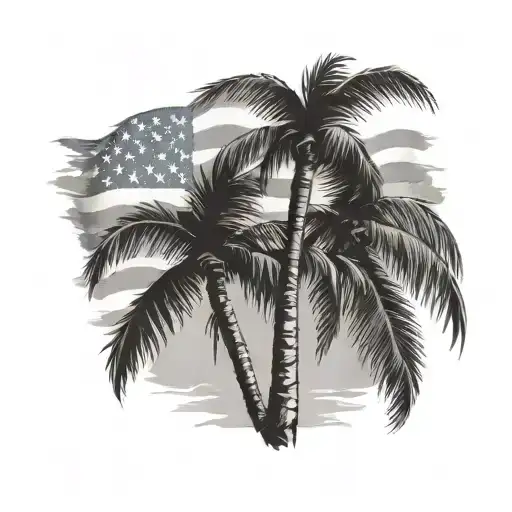 Palm trees dominican Republic puerto rico flag morphing tattoo design idea