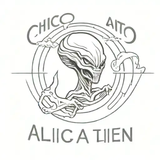 ChicagoAlien tattoo studio logo. There should be a character from the movie Alien in the circle, and the inscription Alien tattoo studio around it tattoo design idea