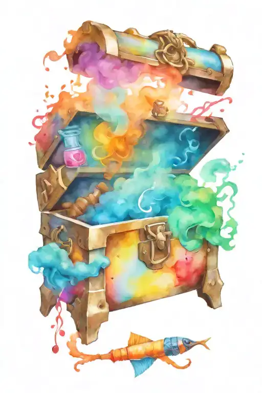 treasure chest smoking with ideas tattoo design idea