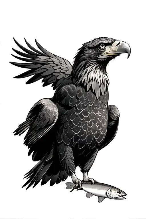 eagle carrying trout tattoo design idea