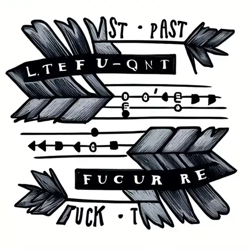 the past doesn't equal the future arrows incorporating 'fuck it' in morse code tattoo design idea