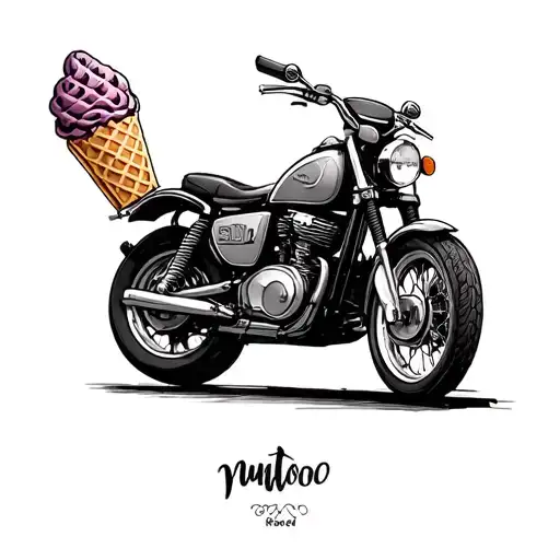 ice cream, motorbike, spam tattoo design idea