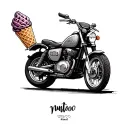 ice cream, motorbike, spam tattoo design idea