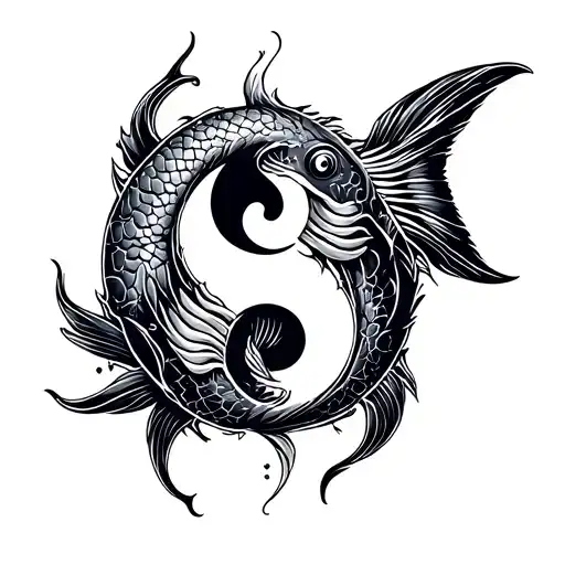 ying yang fish round logo incorporated tattoo design idea