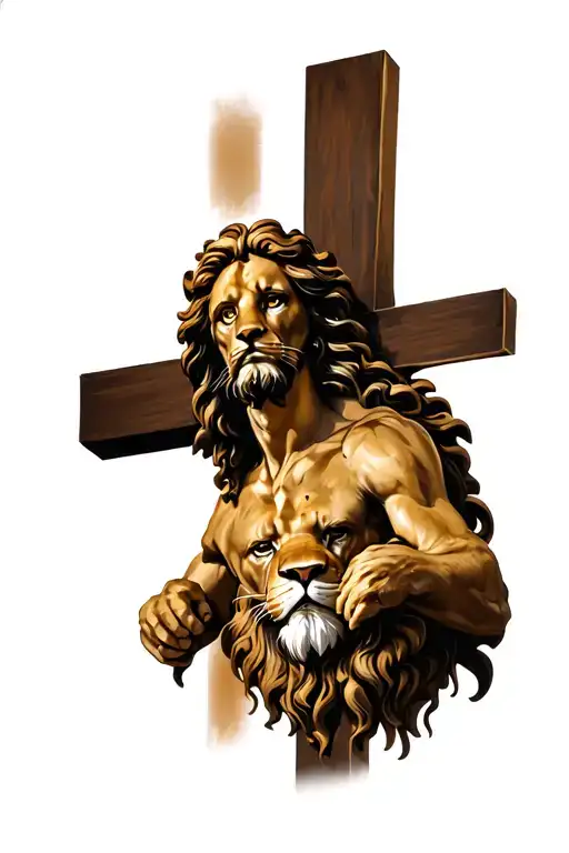 lion jesus cross tattoo design idea