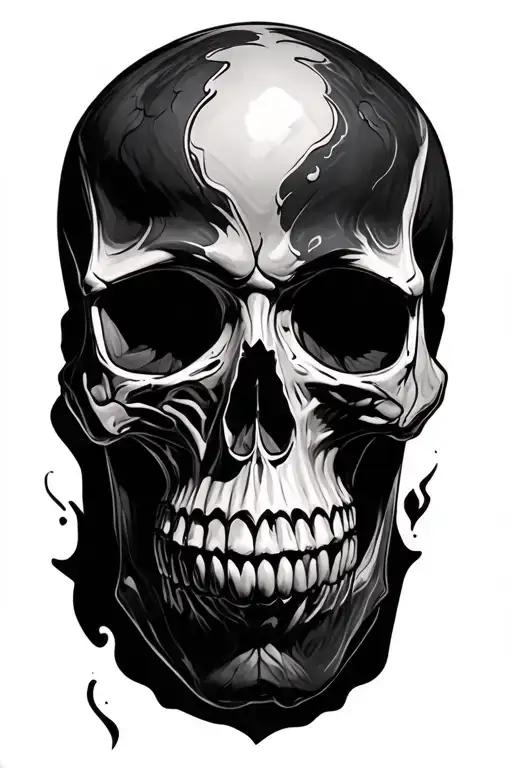 skull soft shading tattoo design idea