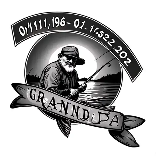 "09/11/1956-01/03/2022" Grandpa fishing and hunting memorial tattoo  tattoo design idea
