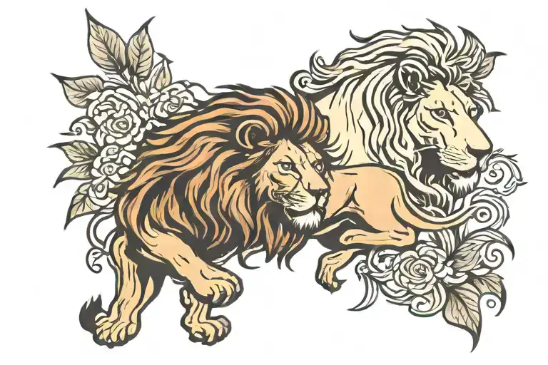 lion of Judah and lamb looking tattoo design idea