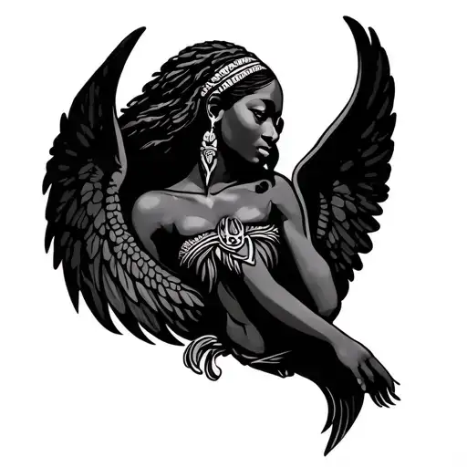 African Angel tattoo design idea