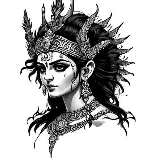 sentence dead end king bold on top  , goddess kali back tattoo tattoo design idea