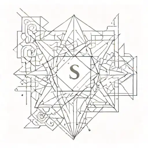 Medium geometric with the letters tattoo design idea