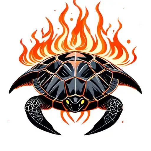 Mystical black turtle... NO red orange fire elements tattoo design idea