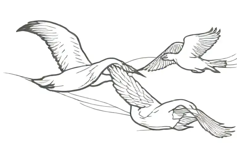 swan and crow flying in opposite directions tattoo design idea