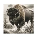 bison walking through storm tattoo design idea
