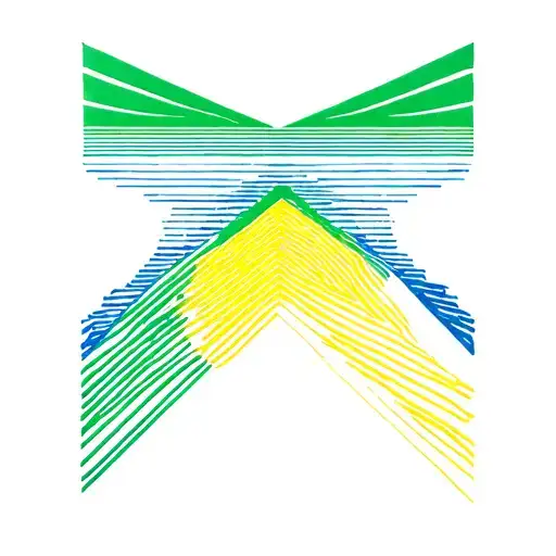 progress horizon, clean lines in green, blue, and yellow  tattoo design idea