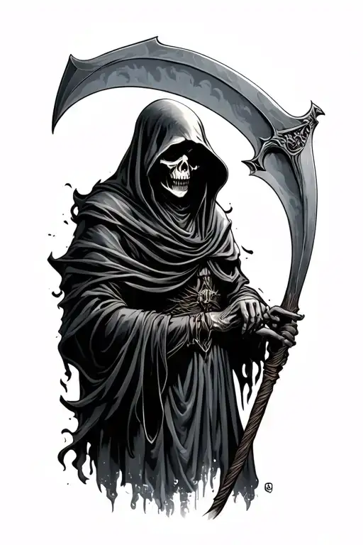 grim reaper holding a scythe tattoo design idea
