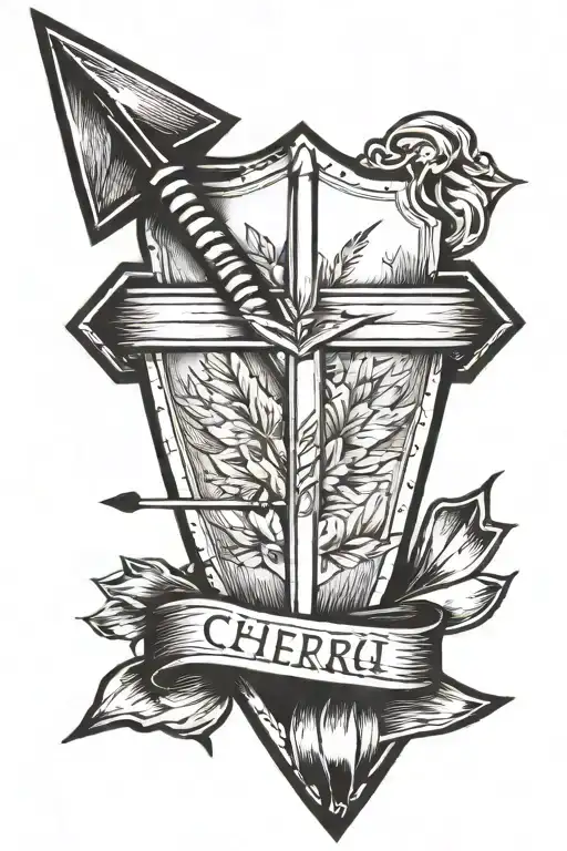 arrow with an arrowhead and the word "cherri" inside of it  tattoo design idea