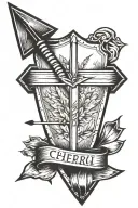 arrow with an arrowhead and the word "cherri" inside of it  tattoo design idea