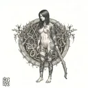 petite,naughty,nude,sexy,full body,gothic,standing,woods,anatomically correct,realism tattoo design idea