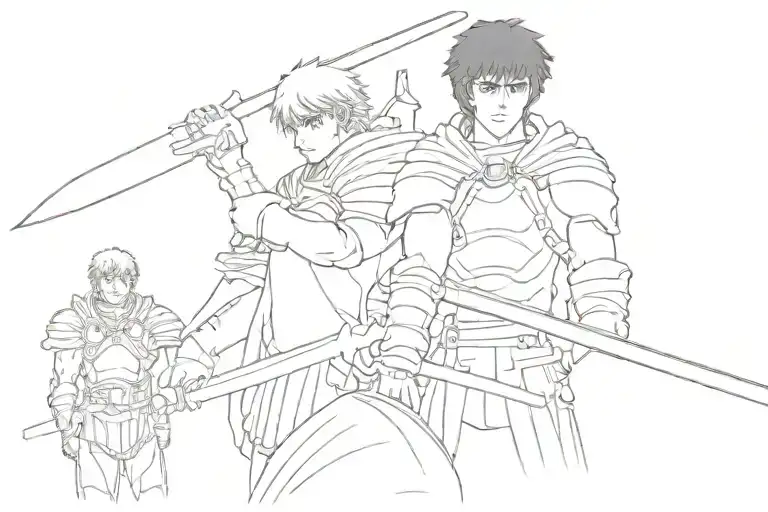 berserk guts and griffith sheathing their swords tattoo design idea