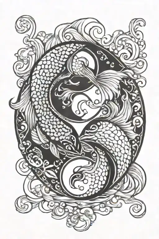 coi fish yin yang tattoo design idea