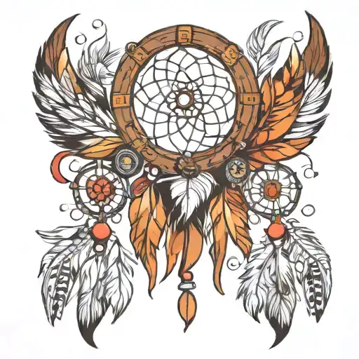 indian feather dream catcher tattoo design idea