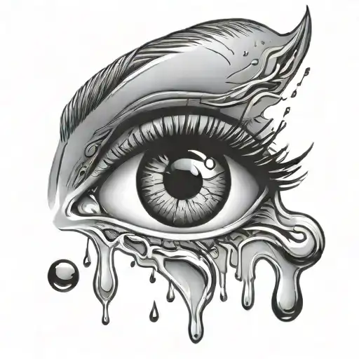 eye with tear drop falling tattoo design idea