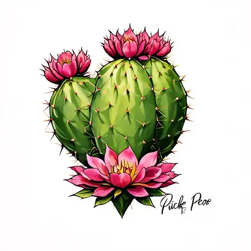prickly pear cactus tattoo design idea