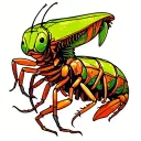 praying mantis shrimp wearing thanos' tattoo design idea