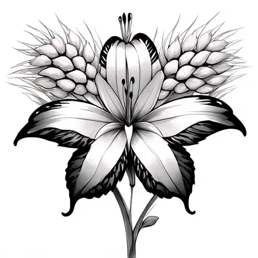 wheat sheets, love, butter fly, tiger Lilly tattoo design idea