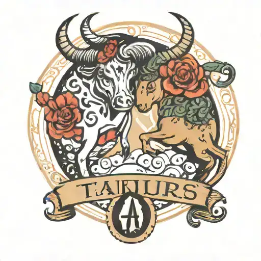 taurus and cancer zodiac sign with initial A  tattoo design idea