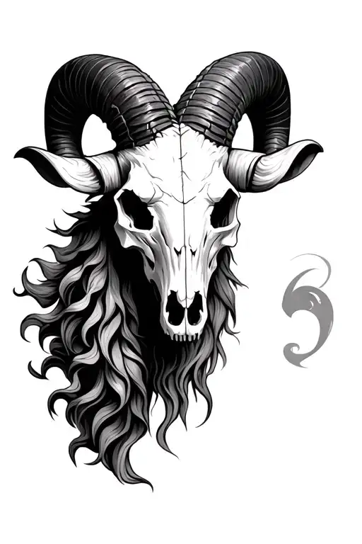 In the full picture of Zeus a Aries Ram skull  tattoo design idea